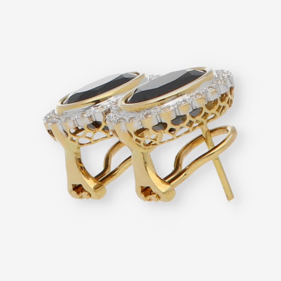 Pendientes rosetÃ³n con piedra azul y brillantes