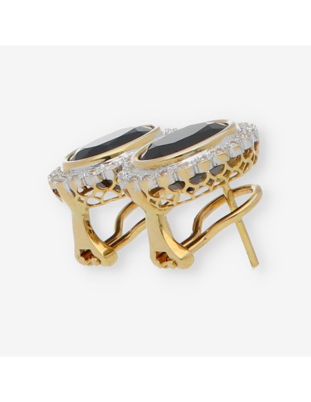 Pendientes rosetÃ³n con piedra azul y brillantes