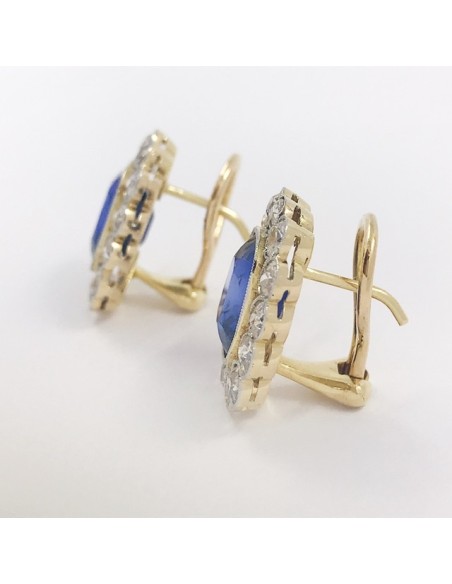 Pendientes rosetÃ³n de zafiros y brillantes
