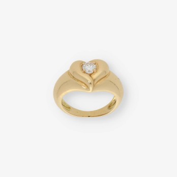Anillo corazÃ³n en oro 18kt con brillante 2