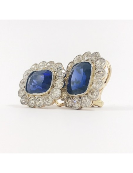 Pendientes rosetÃ³n de zafiros y brillantes