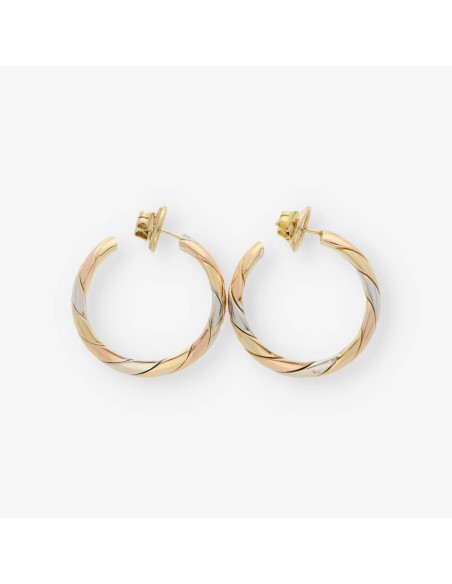 Pendientes aro en oro tricolor 18kt