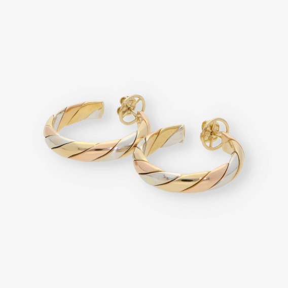 Pendientes aro en oro tricolor 18kt