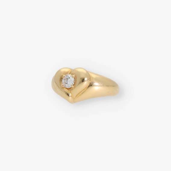 Anillo corazÃ³n en oro 18kt con brillante