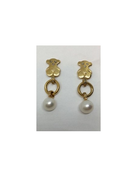 Pendientes Tous de oro con perla y brillantes