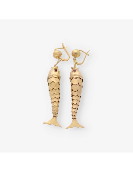 Pendientes pez en oro 18kt