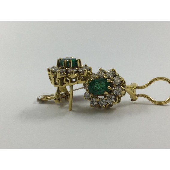 Pendientes rosetÃ³n de oro con brillantes y esmeraldas