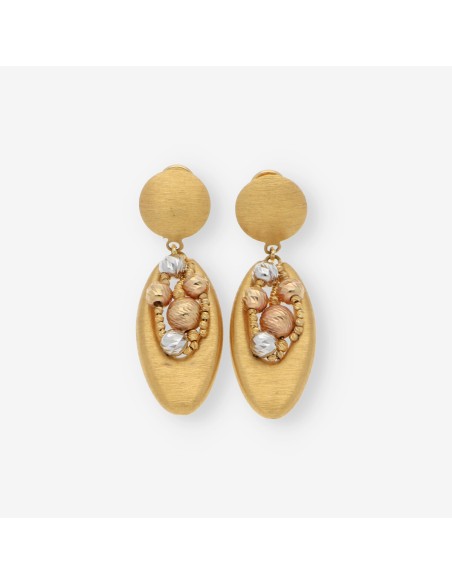 Pendientes con bolas en oro tricolor 18kt