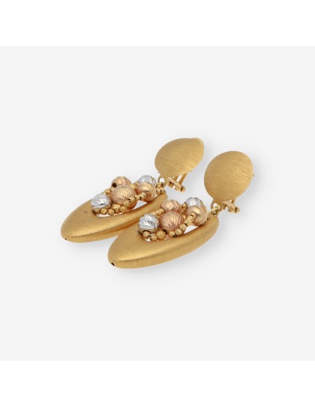 Pendientes con bolas en oro tricolor 18kt