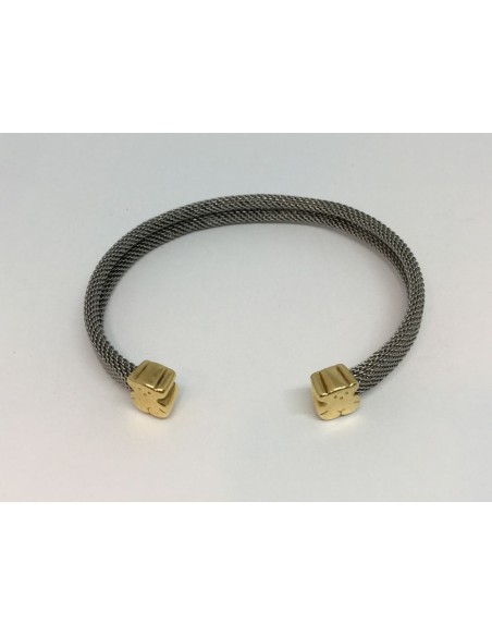 Pulsera esclava Tous en acero y ositos de oro