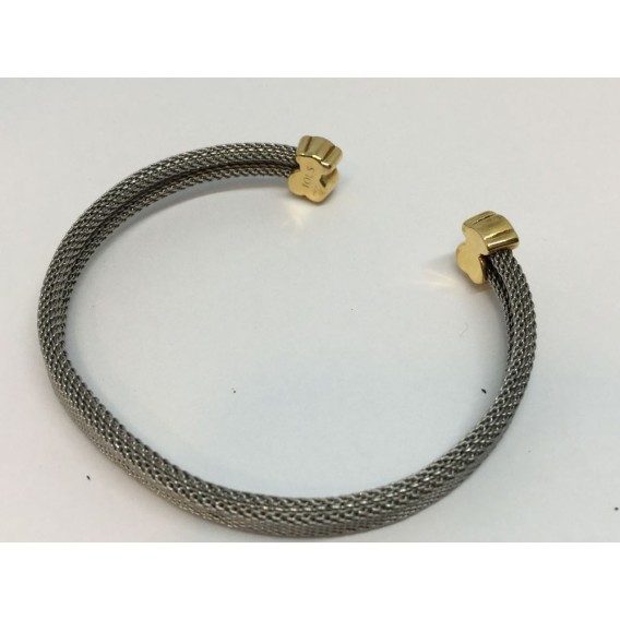 Pulsera esclava Tous en acero y ositos de oro