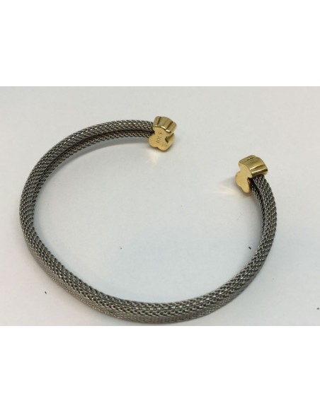 Pulsera esclava Tous en acero y ositos de oro