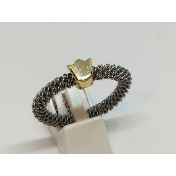 Sortija Tous en acero y oro con tulipÃ¡n en el centro