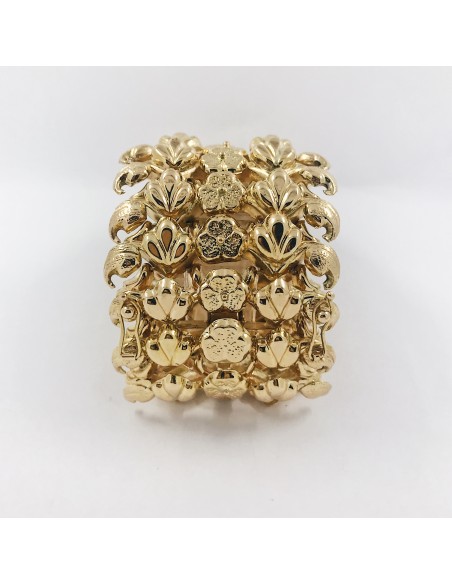 Pulsera ancha troquelada oro