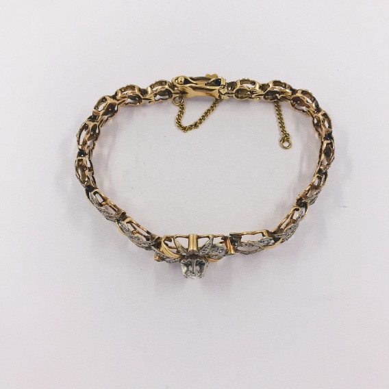 Antigua pulsera en oro y brillantes