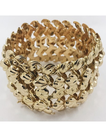 Pulsera ancha troquelada oro