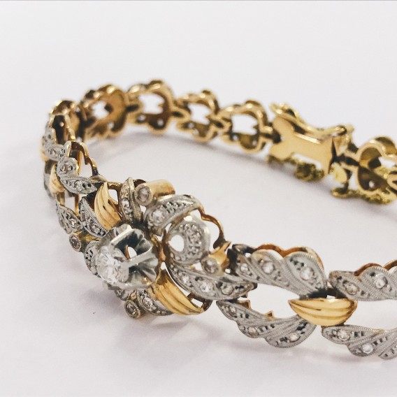 Antigua pulsera en oro y brillantes
