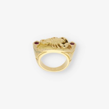 Anillo sello escorpiÃ³n en oro 18kt 2