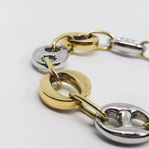 Pulsera bicolor en oro 18kt.
