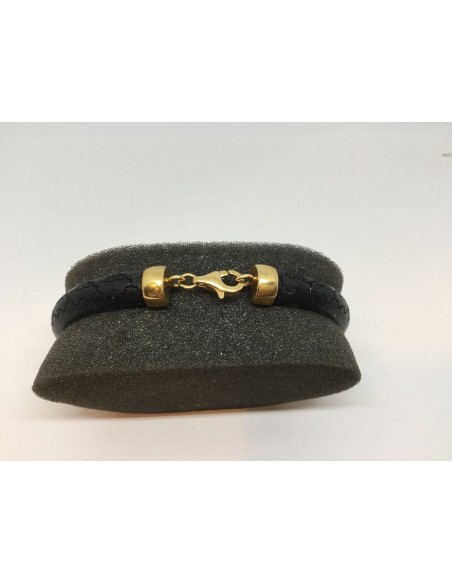 Pulsera Tous en caucho con terminaciones y cierre en oro