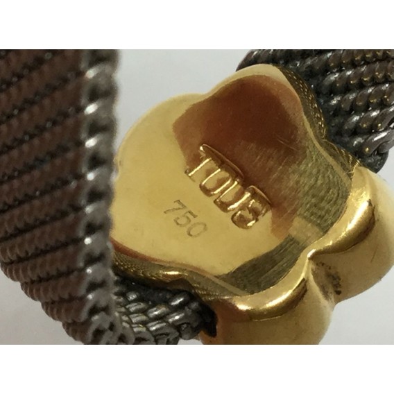 Sortija Tous en acero y oro con la figura de la flor