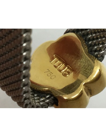 Sortija Tous en acero y oro con la figura de la flor