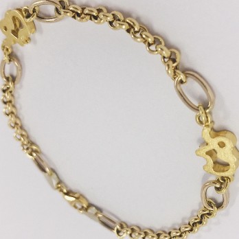 Pulsera en oro 18kt con elefantes. 2