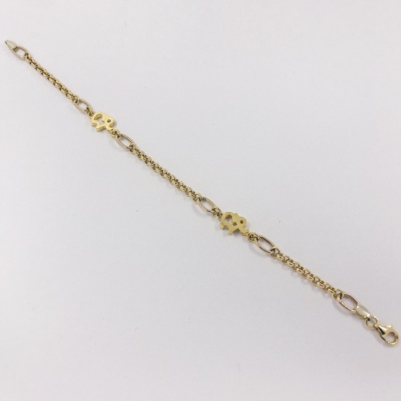 Pulsera en oro 18kt con elefantes.