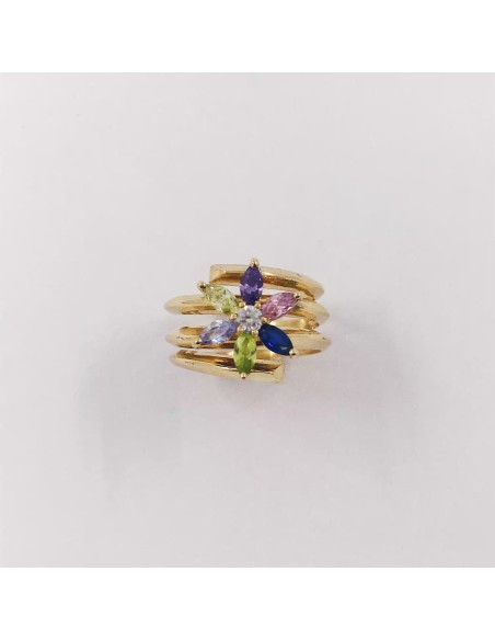Anillo en oro 18kt con piedras preciosas