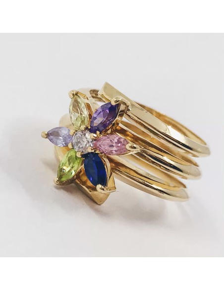 Anillo en oro 18kt con piedras preciosas