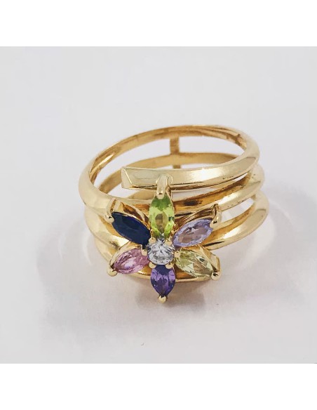 Anillo en oro 18kt con piedras preciosas