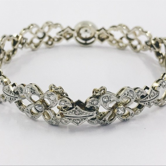 Pulsera vintage en oro blanco 18kt con diamantes