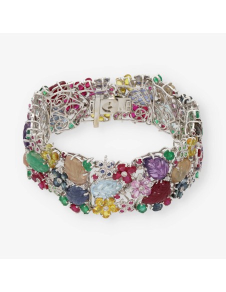 Pulseara con brillantes rubÃ­s esmeraldas y zafiro
