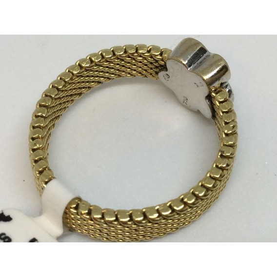 Sortija Tous en malla de oro y centro de flor en oro blanco y  brillantes