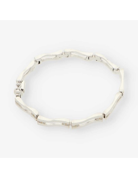 Pulsera de oro blanco 18kt con brillantes