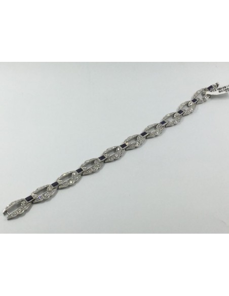 Pulsera art decÃ³ en platino, brillantes y zafiros