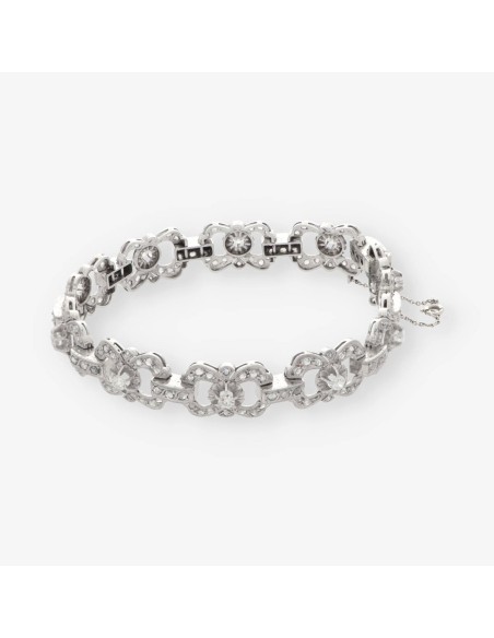 Pulsera antigua de oro blanco con brillantes