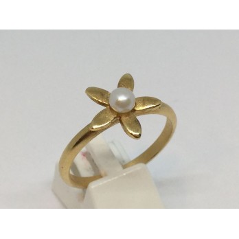Sortija Tous en oro y perla con motivo de flor