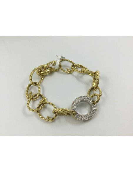Pulsera en oro amarillo con centro de brillantes