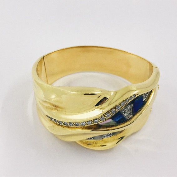 Pulsera esclava Puig Doria en oro con brillantes y esmaltes