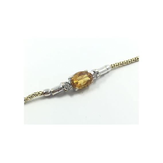 Pulsera de oro con circonitas y piedra de color