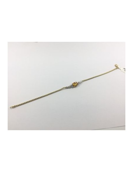 Pulsera de oro con circonitas y piedra de color