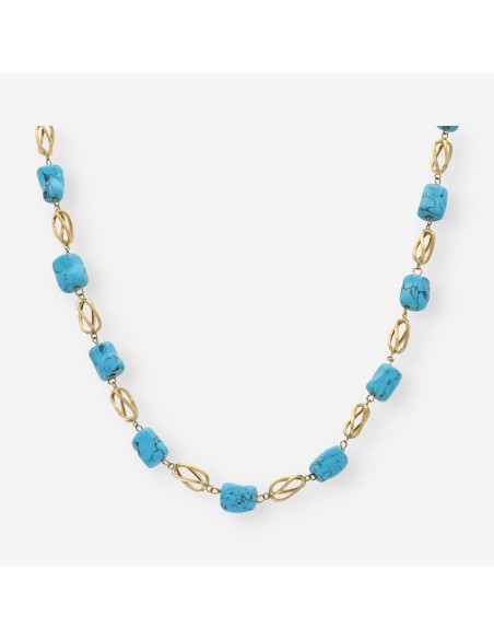 Gargantilla en oro 18kt con turquesas