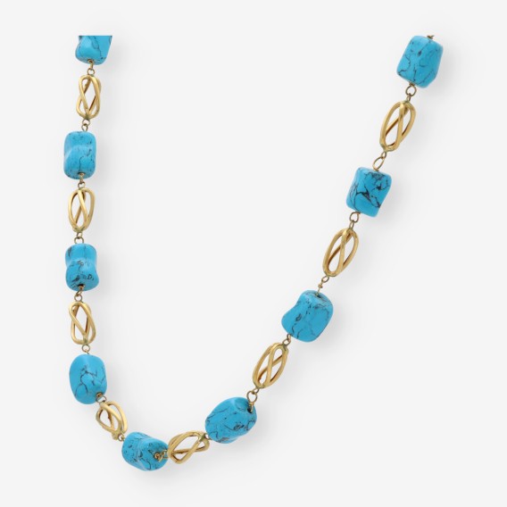 Gargantilla en oro 18kt con turquesas