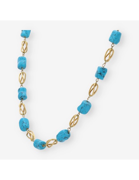 Gargantilla en oro 18kt con turquesas