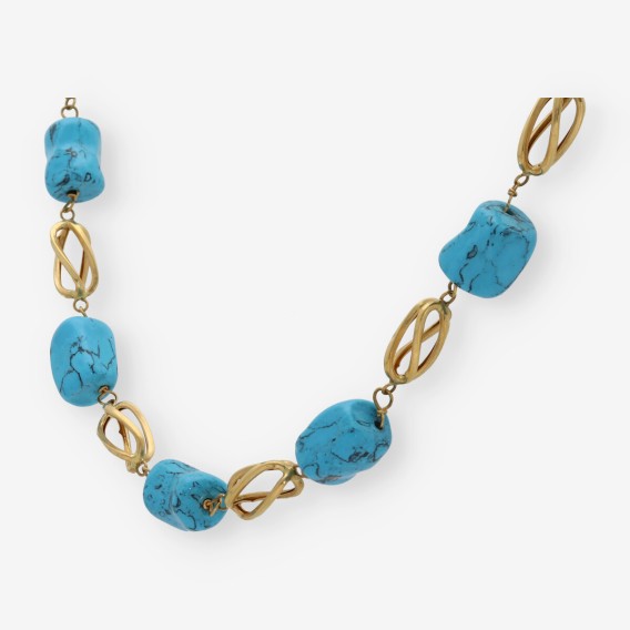 Gargantilla en oro 18kt con turquesas