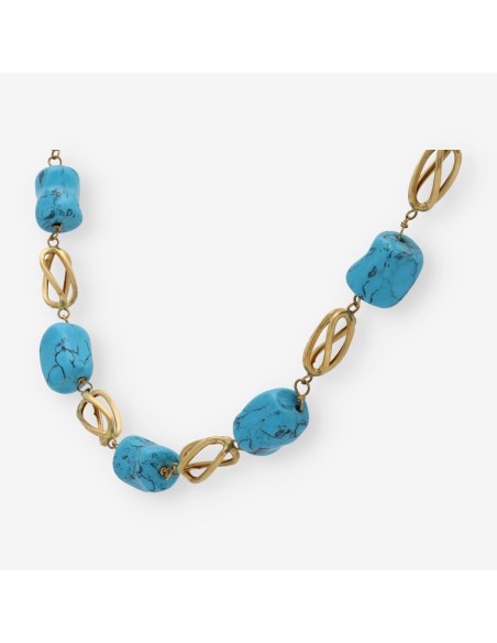 Gargantilla en oro 18kt con turquesas