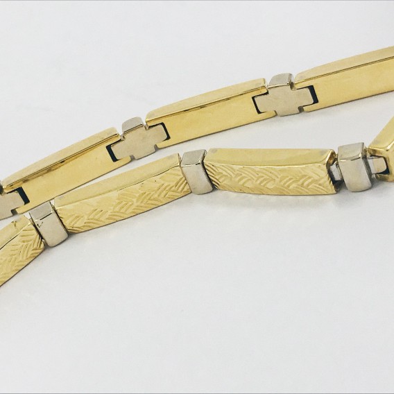 Pulsera bicolor en oro blanco y amarillo de 18kt
