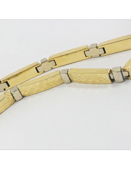 Pulsera bicolor en oro blanco y amarillo de 18kt