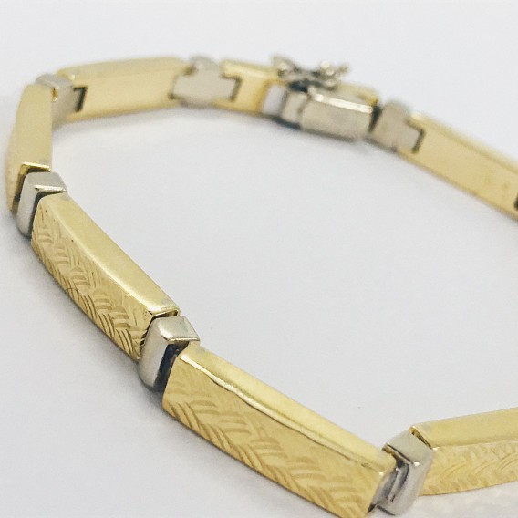 Pulsera bicolor en oro blanco y amarillo de 18kt
